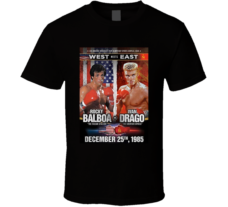 Rocky Balboa Vs Ivan Drago Boxing Match Black Unisex T Shirt