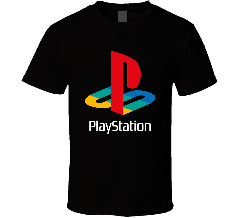 Playstation Throwback Logo Retro Gamers Black Unisex T Shirt