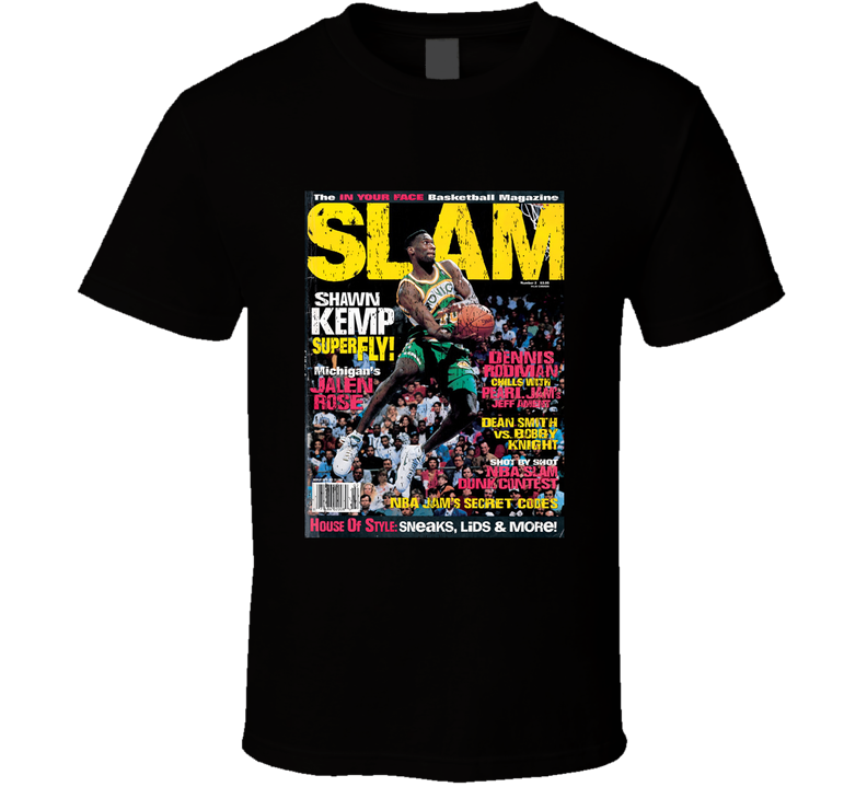 Slam Magazine Issue 2 Shawn Kemp Popular Basketball Magazine Grunge Look Black Unisex T Shirt Slam Magazine Issue 2 Shawn Kemp Popular Basketball Magazine Grunge Look Black Unisex T Shirt
