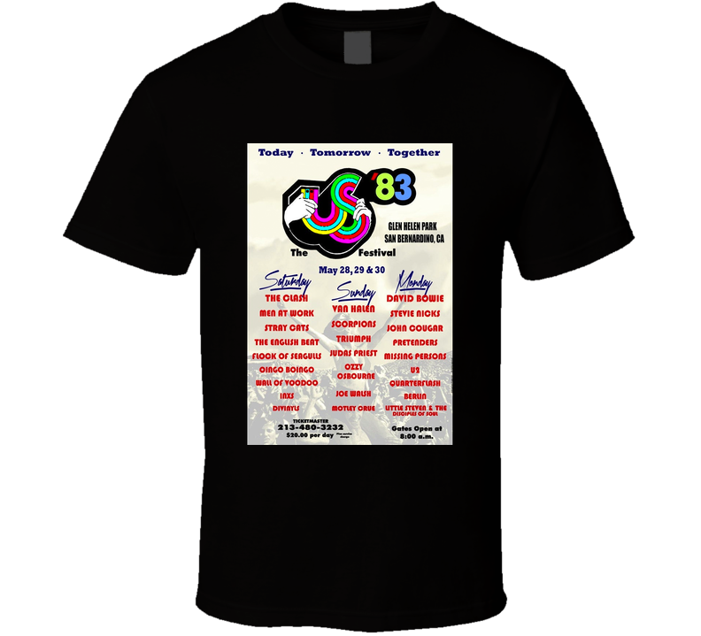 Us Festival 1983 San Bernardino Vintage Black Unisex T Shirt