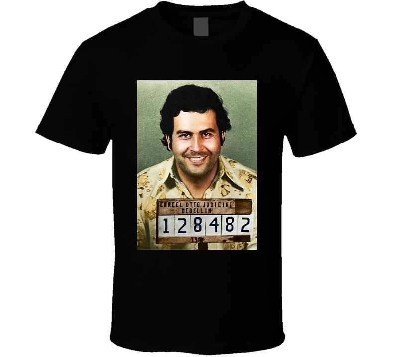 Pablo Escobar Drug Lord Mugshot Black Unisex T Shirt