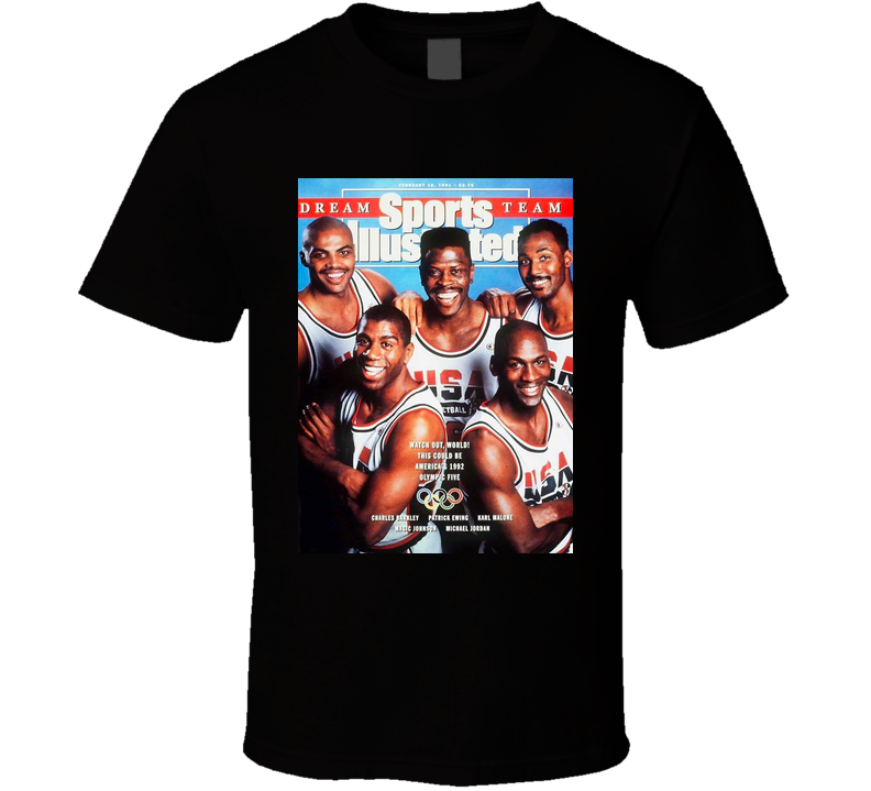 Michael Jordan Sports Illustrated Dream Team Basketball Fan Black Unisex T Shirt