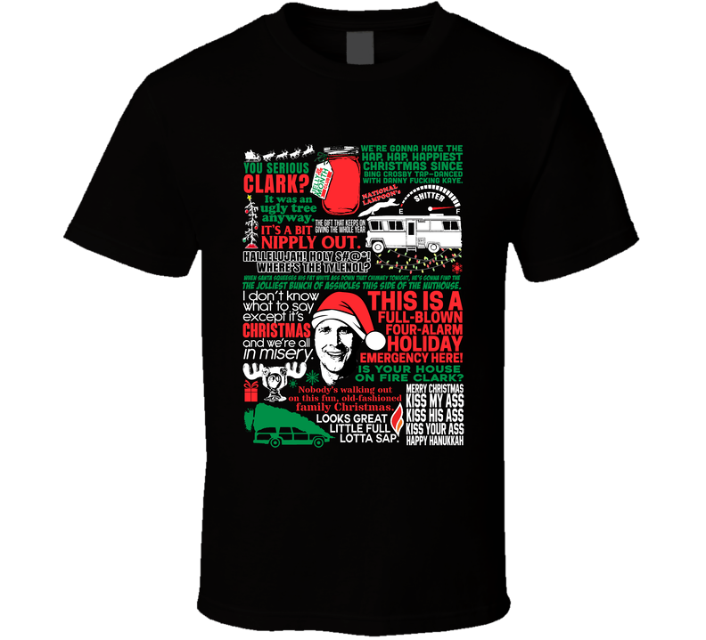 National Lampoon's Christmas Vacation Holiday Movie Quote Mashup Black Unisex T Shirt