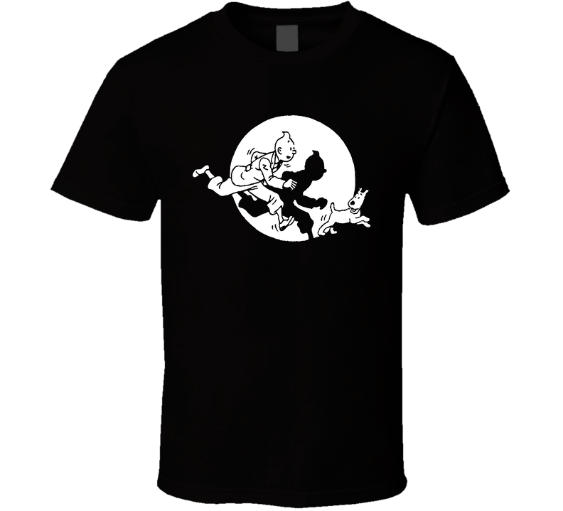Tintin Retro Cartoon Black Unisex T Shirt
