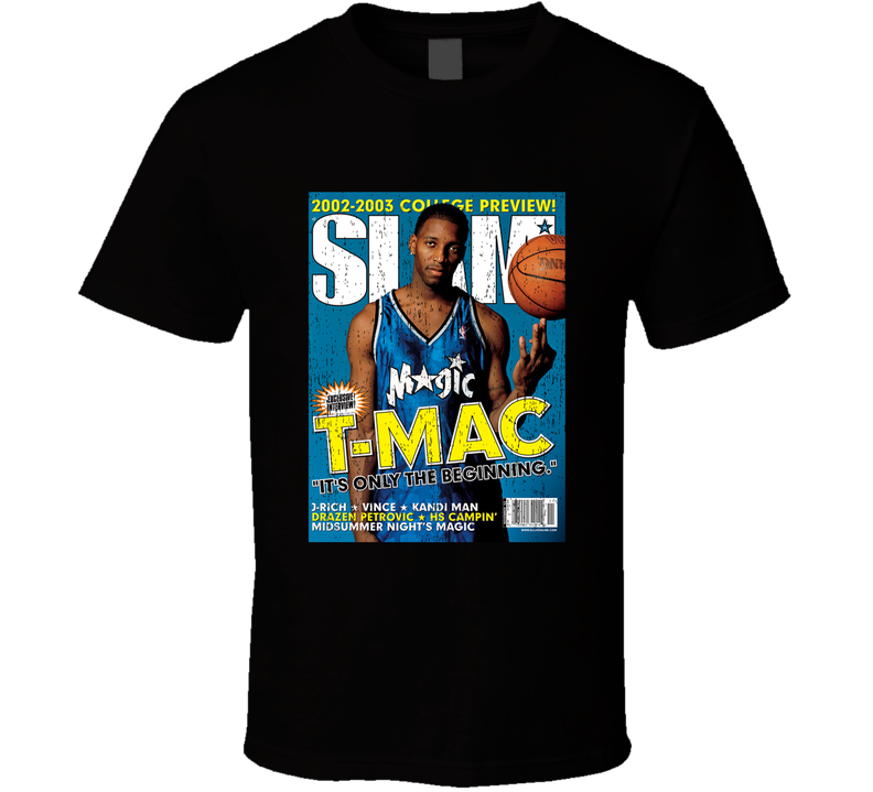 Slam Magazine Issue 64 Tracy Mcgrady Popular Basketball Magazine Grunge Look Black Unisex T Shirt
