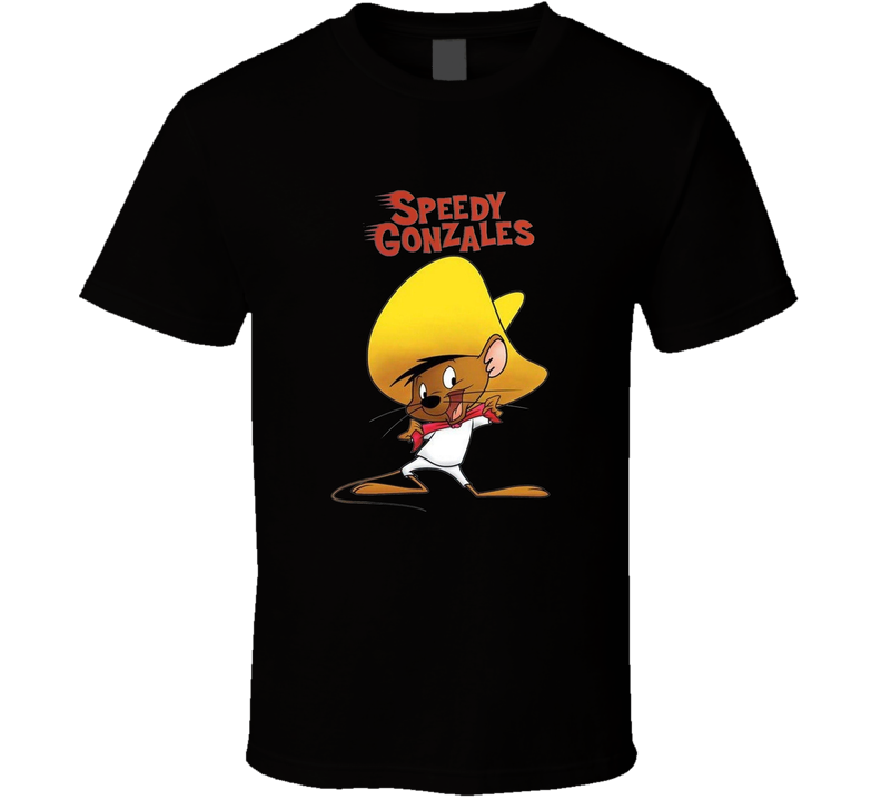 Speedy Gonzales Retro Cartoon Character Black Unisex T Shirt