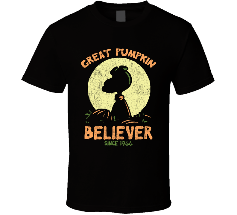 Great Pumpkin Believer Since 1966 Charlie Brown Snoopy Halloween Black Unisex T Shirt
