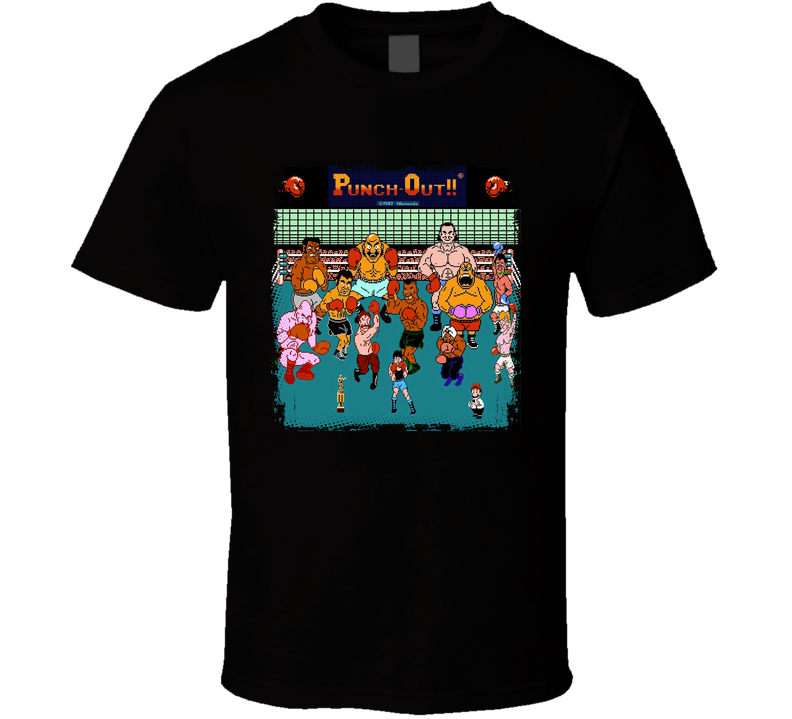 Mike Tyson's Punch Out Characters Retro Boxing Video Game Fan Black Unisex T Shirt