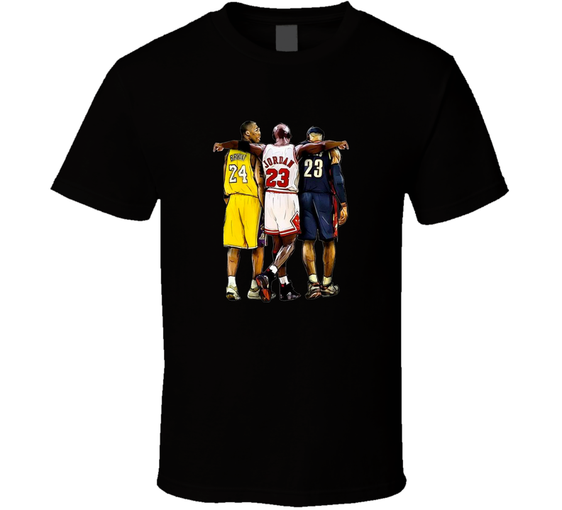 Kobe Bryant Michael Jordan Lebron James Basketball Legends Black Unisex T Shirt