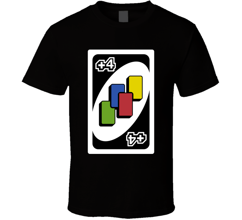 Wild Draw Four 4 Uno Card Game Fan Halloween Fancy Dress Black Unisex T Shirt Wild Draw Four 4 Uno Card Game Fan Halloween Fancy Dress Black Unisex T Shirt