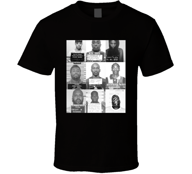 Famous Rappers Mugshot Collage Rap Hip Hop Music Fan Black Unisex T Shirt