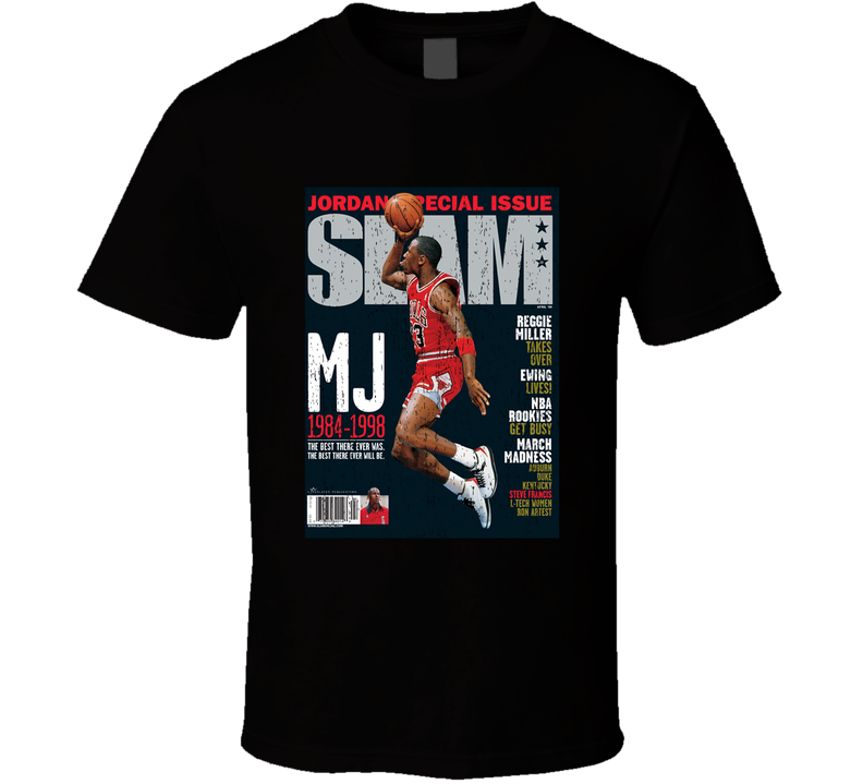Slam Magazine Issue 33 Michael Jordan Popular Basketball Magazine Grunge Look Black Unisex T Shirt Slam Magazine Issue 33 Michael Jordan Popular Basketball Magazine Grunge Look Black Unisex T Shirt
