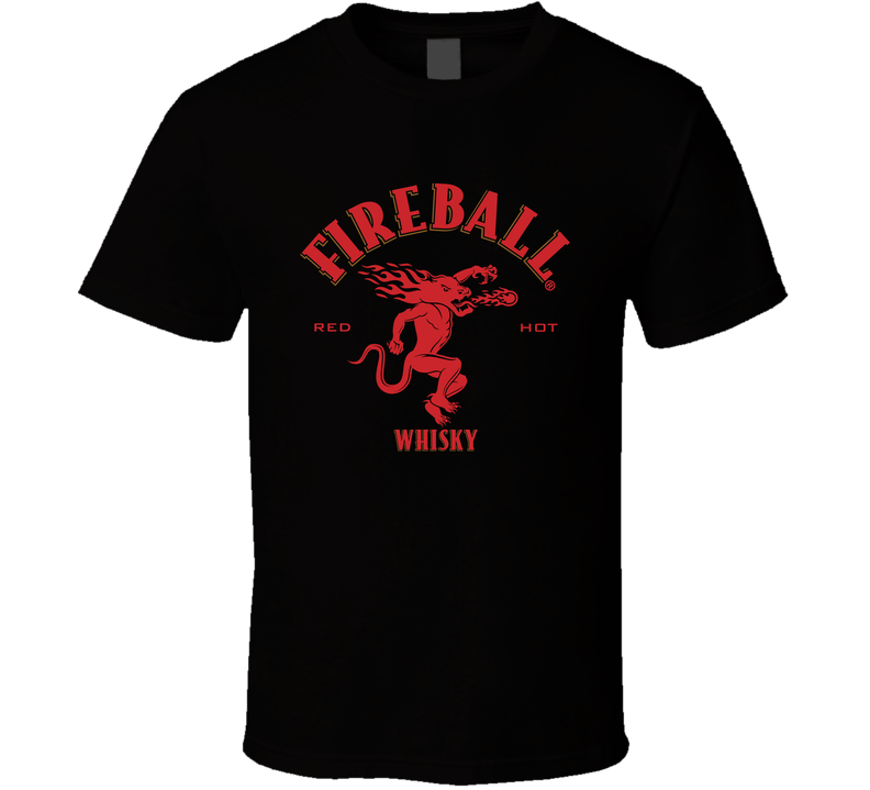 Fireball Cinnamon Whiskey Logo Label Drinking Black Unisex T Shirt