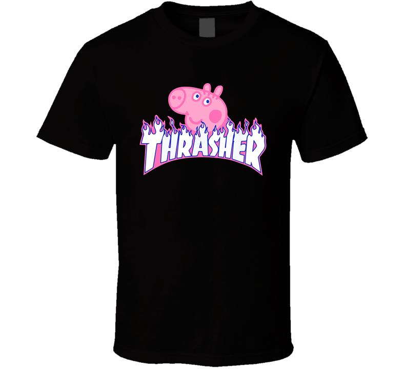 Thrasher Peppa Pig Mashup Parody Black Unisex T Shirt Thrasher Peppa Pig Mashup Parody Black Unisex T Shirt