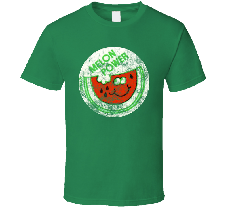 Melon Power Scratch N Sniff Sticker Retro Vintage Worn Look Green Unisex T Shirt Melon Power Scratch N Sniff Sticker Retro Vintage Worn Look Green Unisex T Shirt