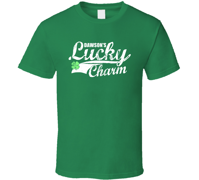 Dawson Lucky Charm Irish St Patricks Day Shamrock Custom Name Green Unisex T Shirt