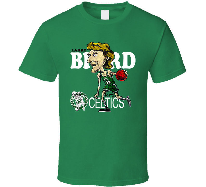 Larry Bird Retro Basketball Caricature Green Unisex T Shirt