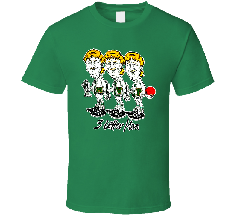 Larry Bird Retro Basketball Caricature Green Unisex T Shirt