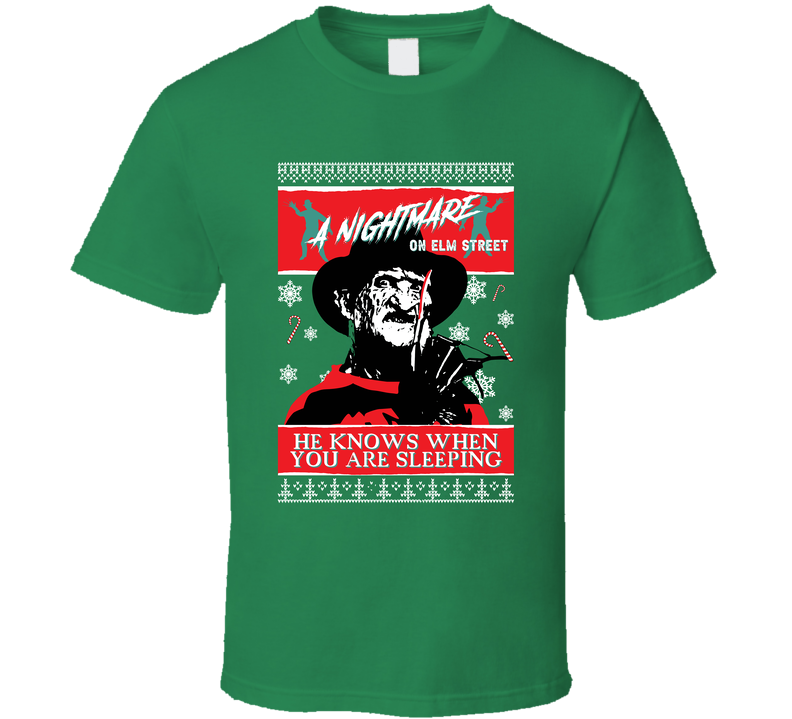 Freddy Krueger Nightmare On Elm Street Ugly Christmas Sweater Look Green Unisex T Shirt