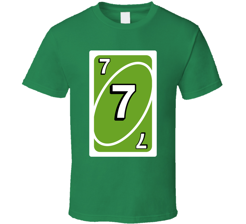 Seven 7 Green Uno Card Game Fan Halloween Fancy Dress Green Unisex T Shirt Seven 7 Green Uno Card Game Fan Halloween Fancy Dress Green Unisex T Shirt