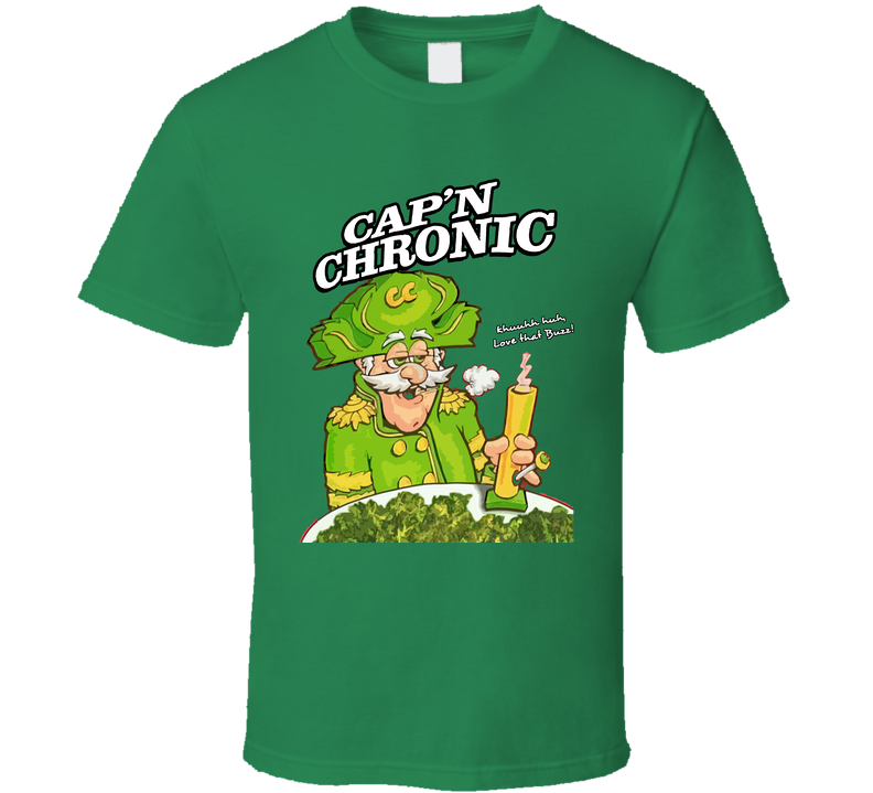 Cap N Chronic Captain Funny Cereal Parody Green Unisex T Shirt Cap N Chronic Captain Funny Cereal Parody Green Unisex T Shirt