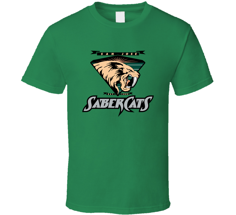 San Jose Saber Cats Arena Football League Team Fan Logo Green Unisex T Shirt