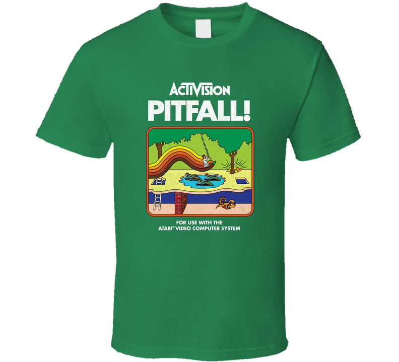 Pitfall, T-Shirt, Classic, Game, Video, Atari, Activision, Retro, 1980's Green Unisex T Shirt