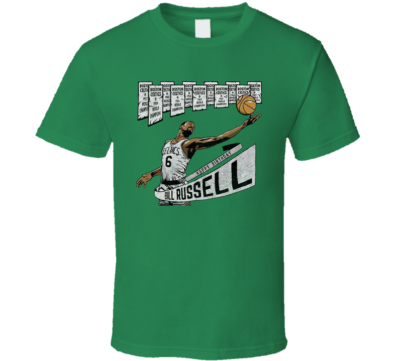 Bill Russell Boston Basketball Retro Green Unisex T Shirt