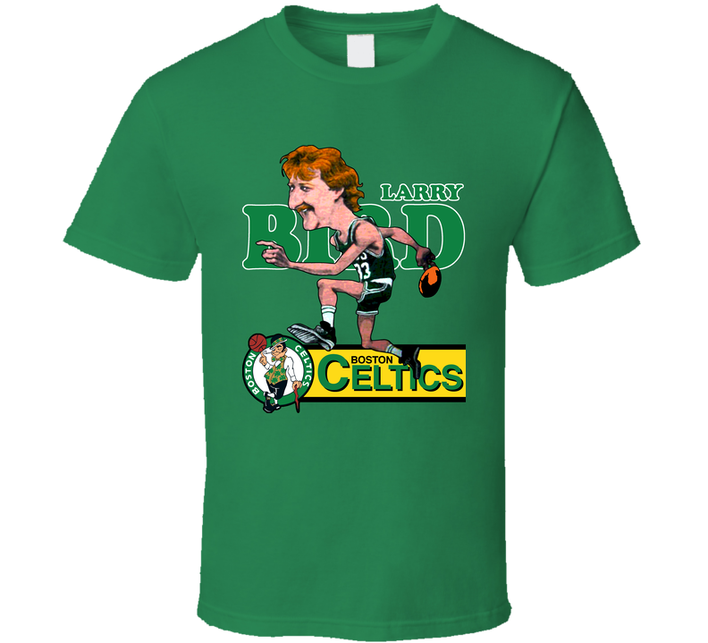 Larry Bird Retro Basketball Caricature Green Unisex T Shirt