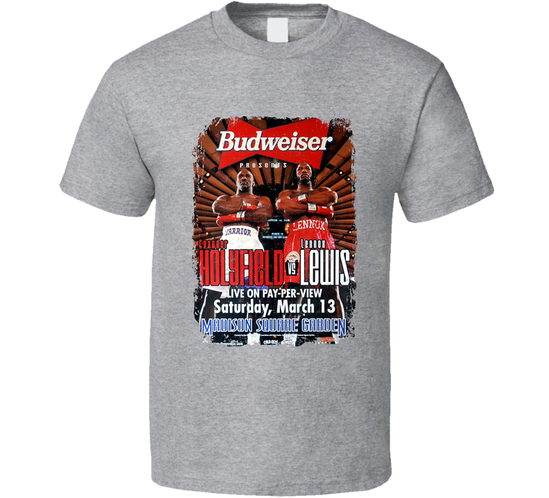 Evander Holyfield Vs Lennox Lewis Cool Fight Card Gray Unisex T Shirt Evander Holyfield Vs Lennox Lewis Cool Fight Card Gray Unisex T Shirt