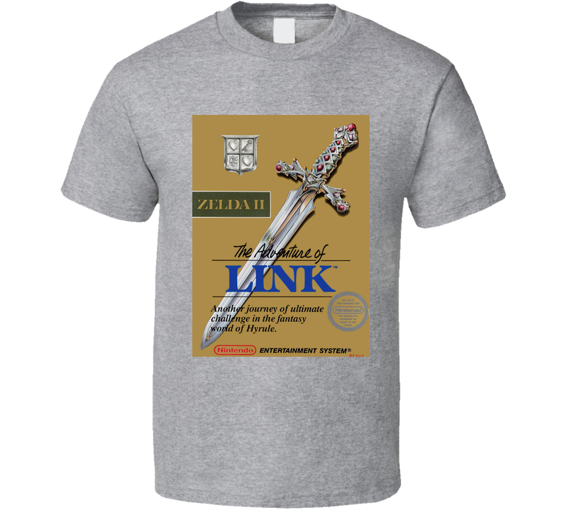 Nintendo Nes Zelda 2 The Adventure Of Link Retro 80s Video Game Cover Gray Unisex T Shirt