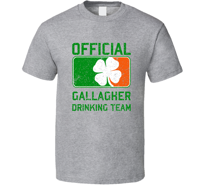 Gallagher Official Drinking Team Irish Family Custom St Patricks Day Gray Unisex T Shirt