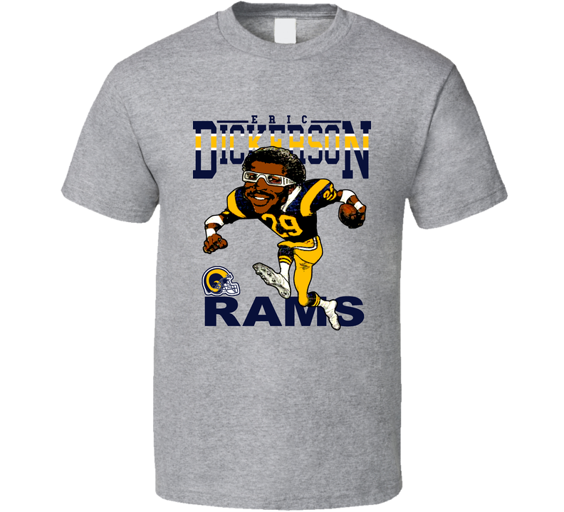 Eric Dickerson Retro Football Caricature Gray Unisex T Shirt