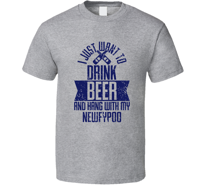 Newfypoo I Just Want To Drink Beer With My Dog Pet Lover Men's Gray Unisex T Shirt