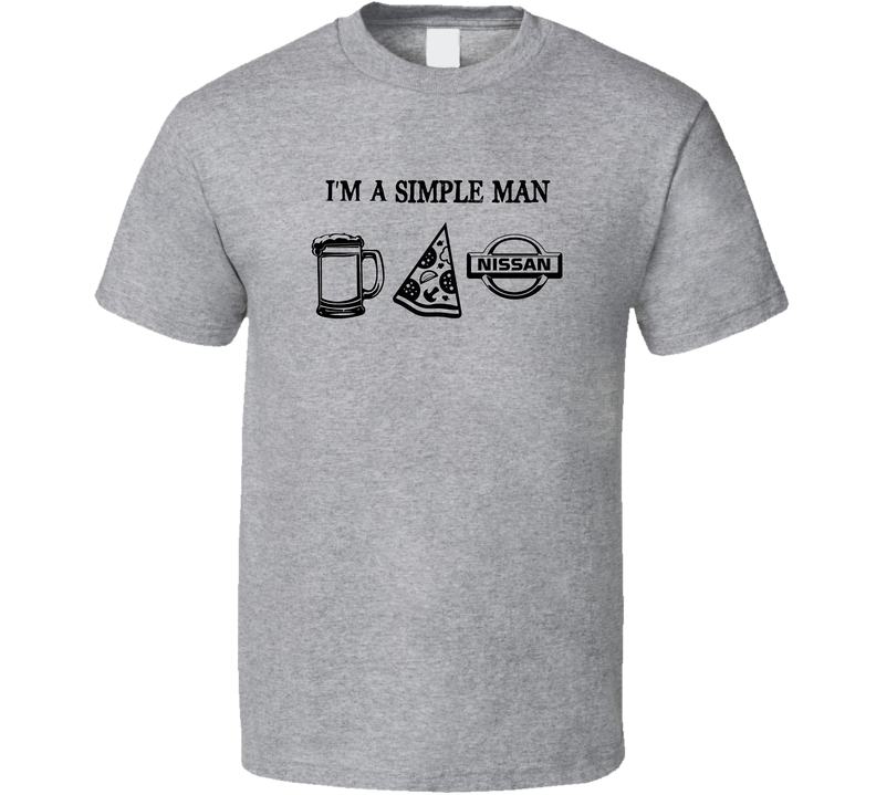 Nissan Simple Man Beer Pizza Car Logo Driving Fan Gray Unisex T Shirt