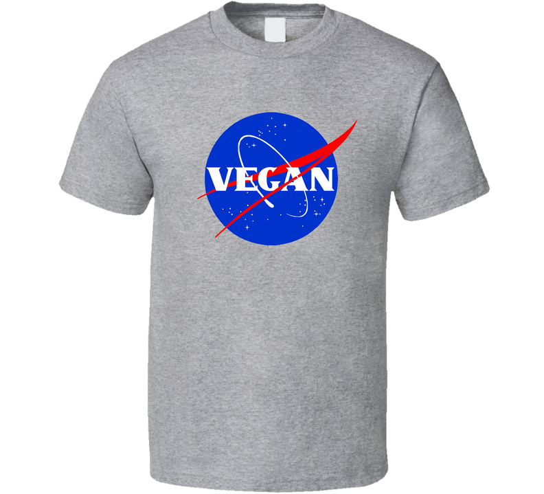 Vegan Nasa Logo Parody Mashup Funny Healthy Eating Gray Unisex T Shirt