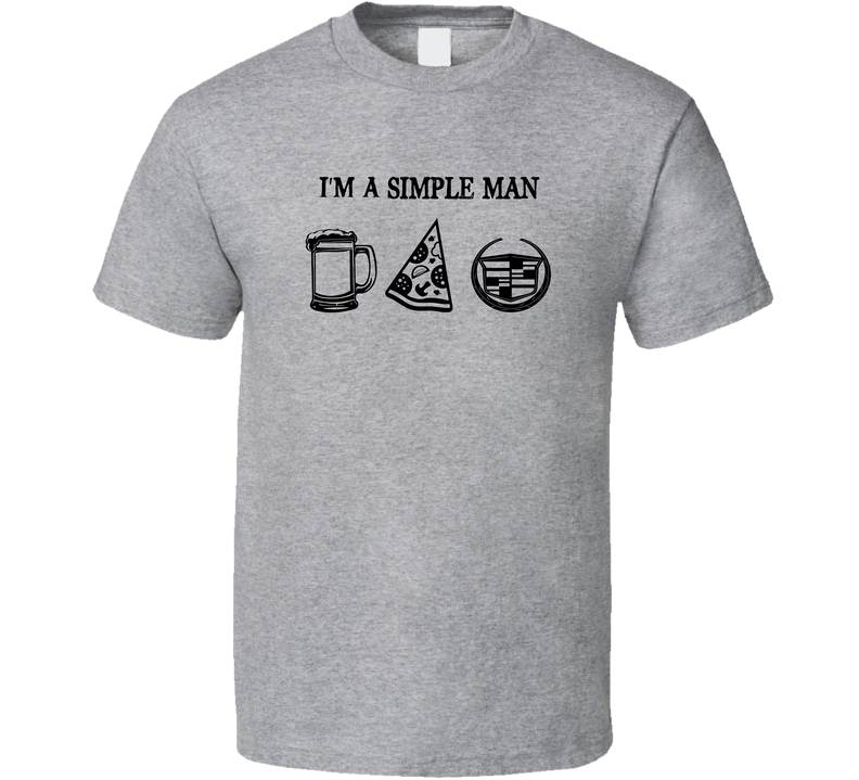Cadillac Simple Man Beer Pizza Car Logo Driving Fan Gray Unisex T Shirt
