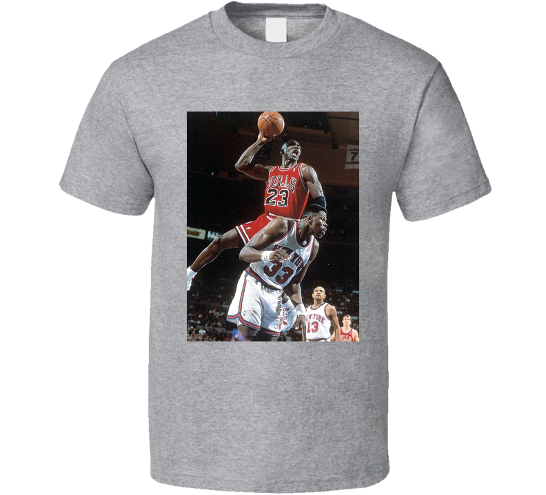 Jordan Dunking On Ewing Old School Basketball Legends Gray Unisex T Shirt Jordan Dunking On Ewing Old School Basketball Legends Gray Unisex T Shirt