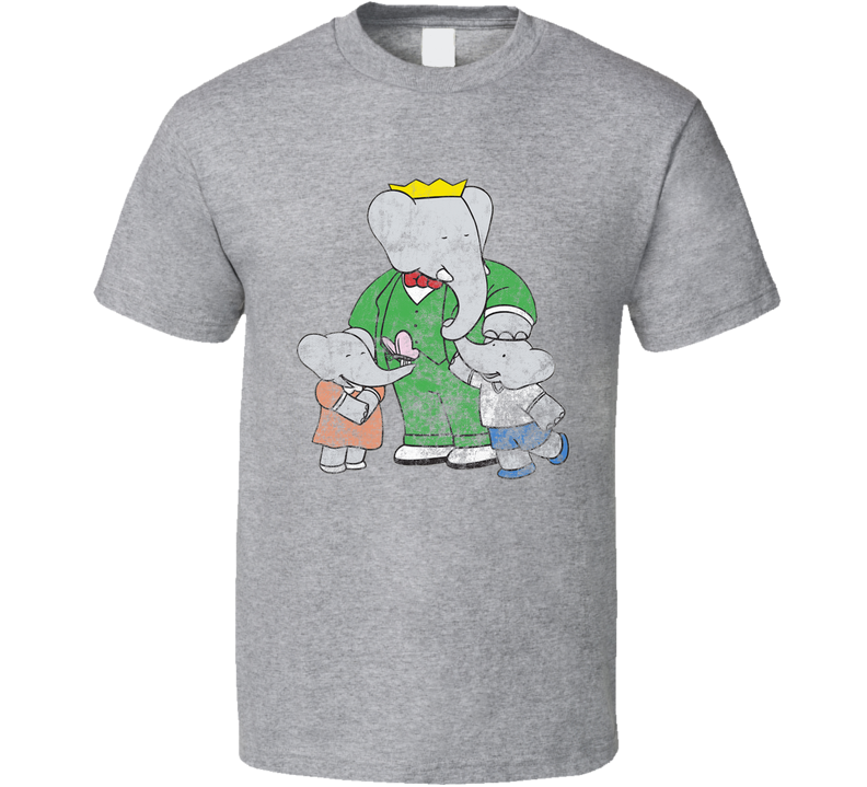 Babar And Kids 90s Kids Elephant Tv Show Cartoon Worn Look Gray Unisex T Shirt Babar And Kids 90s Kids Elephant Tv Show Cartoon Worn Look Gray Unisex T Shirt