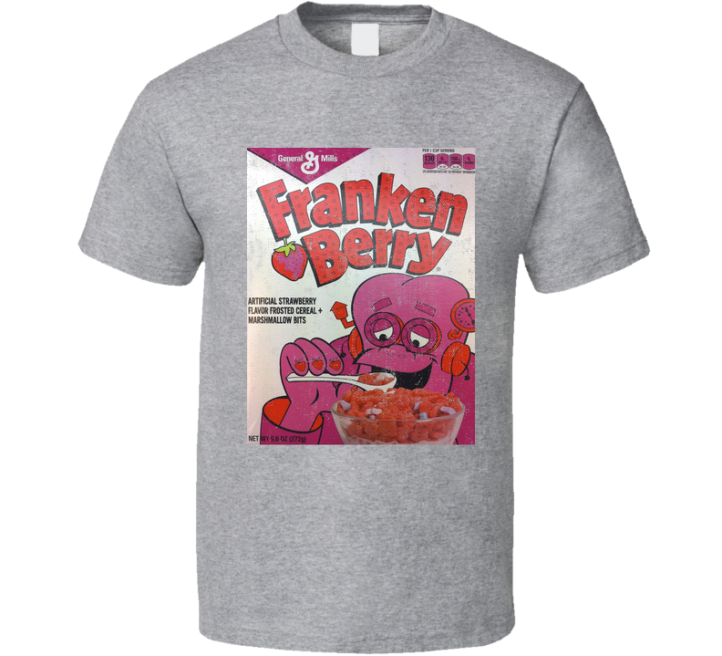 Frankenberry Box Greatest Cereal Of All Time Breakfast Fan Foodie Worn Look Gray Unisex T Shirt