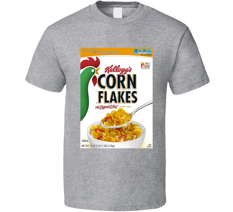 Corn Flakes Box Greatest Cereal Of All Time Breakfast Fan Foodie Gray Unisex T Shirt