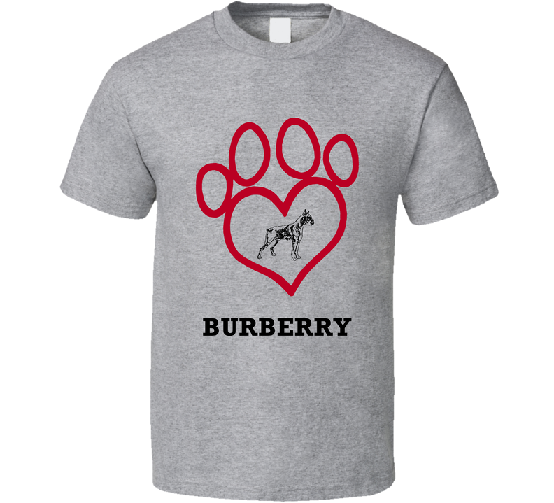 Burberry Boxer Heart Love Best Friend Heart Gray Unisex T Shirt