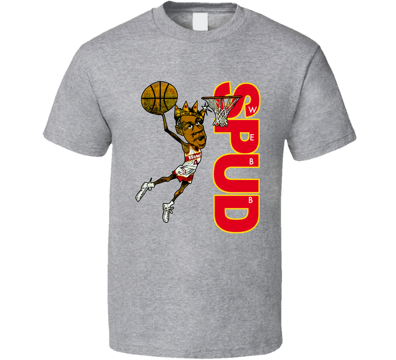 Spud Webb Retro Basketball Caricature Gray Unisex T Shirt Spud Webb Retro Basketball Caricature Gray Unisex T Shirt