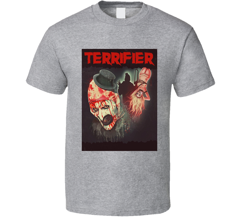 Terrifier Horror Movie Poster Halloween Gray Unisex T Shirt Terrifier Horror Movie Poster Halloween Gray Unisex T Shirt