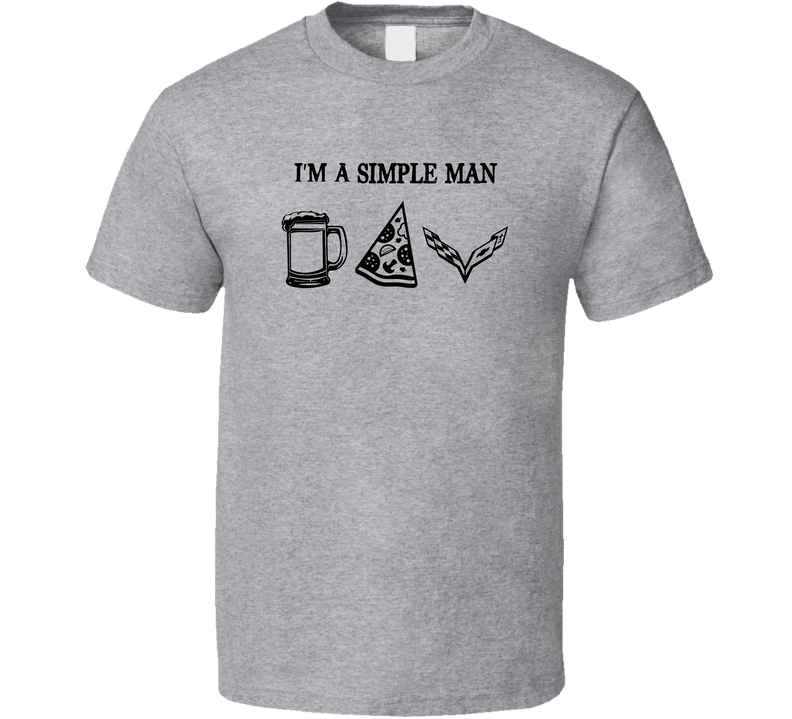Corvette Simple Man Beer Pizza Car Logo Driving Fan Gray Unisex T Shirt Corvette Simple Man Beer Pizza Car Logo Driving Fan Gray Unisex T Shirt