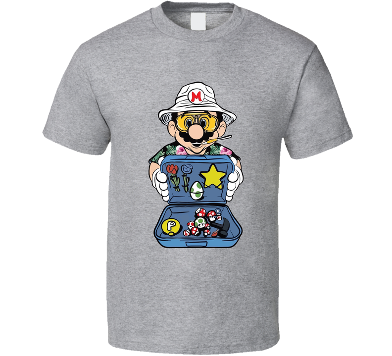 Super Mario Fear And Lothing In Las Vegas Parody Mashup Gray Unisex T Shirt