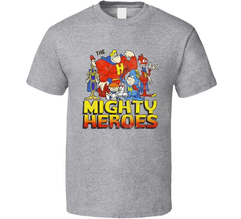 The Mighty Heroes 60s Tv Cartoon Series Worn Look Gray Unisex T Shirt