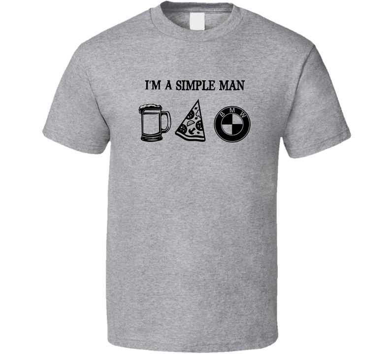 Bmw Simple Man Beer Pizza Car Logo Driving Fan Gray Unisex T Shirt