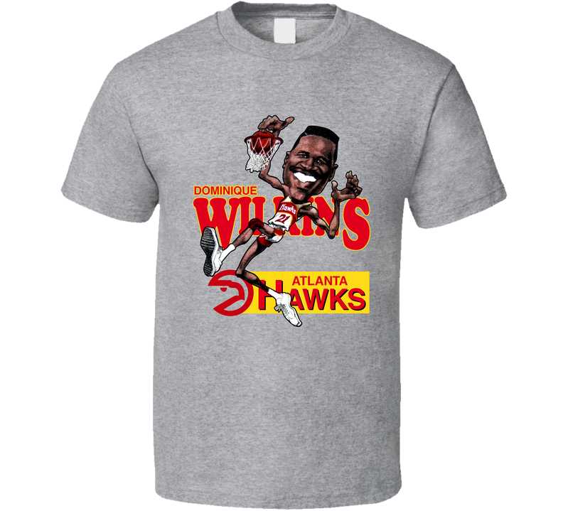 Dominique Wilkins Retro Basketball Caricature Gray Unisex T Shirt Dominique Wilkins Retro Basketball Caricature Gray Unisex T Shirt