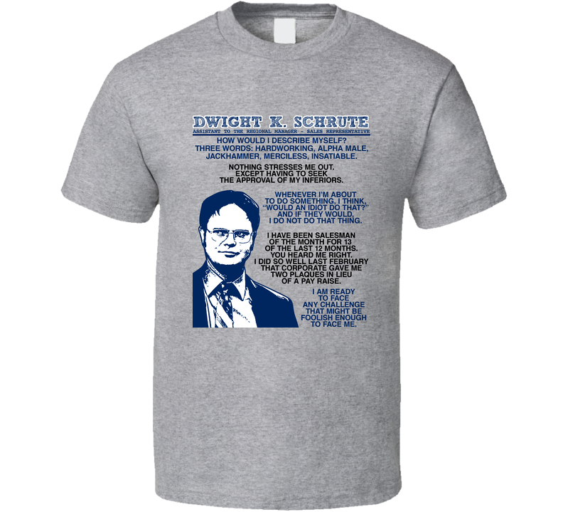 Dwight Schrute Gray Unisex T Shirt